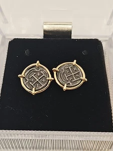 14 Karat Gold ATOCHA Schiffswrack Silber Replik Münze Ohrringe versunkener Schatz Schmuck - Bild 1 von 13