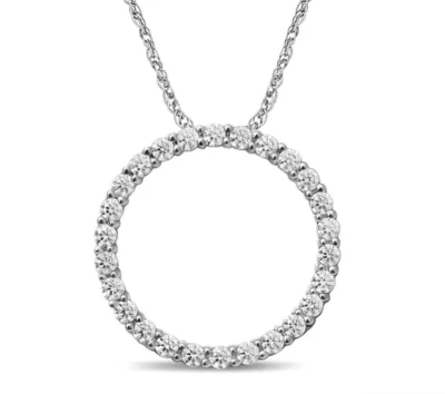 Nuevo colgante circular de diamantes HelzBerg con caja en oro blanco de 10 k (1/2 qt. tw.) Foto 1 de 4