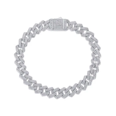 Pulsera MOISSANITE Real Miami Eslabón Cubano Hip Hop Helado Plata 925 6.5-8" Foto 1 de 4
