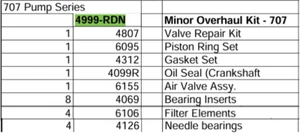 Kit de revisión menor 4999-RDN para Saylor Beall 707 (después del 12 de noviembre de 1987, 7A-11-AL) - Imagen 1 de 1