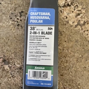 NUEVO Arnold 38" Craftsman/Husqvarna/Poulan Tractor Blade (490-110-0025) UNA HOJA - Imagen 1 de 6