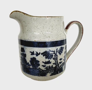 Small Vintage Blue Willow Stoneware Pitcher or Creamer 5-5/8" Tall - Picture 1 of 8