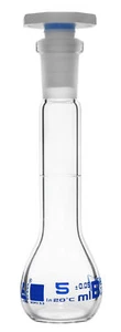 Eisco 5ml Volumetric Flask with Polypropylene Stopper, Class B, White Graduation - Picture 1 of 1