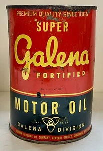 Vintage Super Galena Motor Oil 10 Weight Full Quart Can - Picture 1 of 11