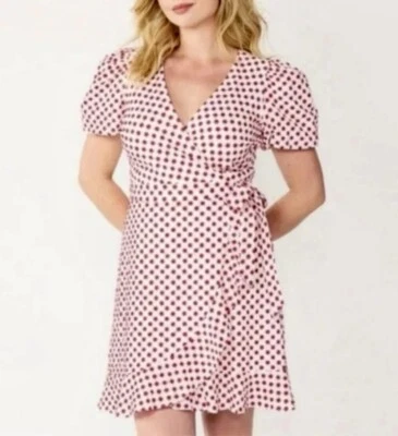 女式小号褶饰 James RSVP 刺绣花卉裹身连衣裙 — 第 1/4 张图片