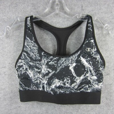 Champion Sports Bra Womens Medium Black White Water Splash Racerback Active Gym - Image 1 of 4