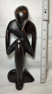 Dark Wooden Hand Crafted Thinking Man 8.5 inches - Picture 1 of 3