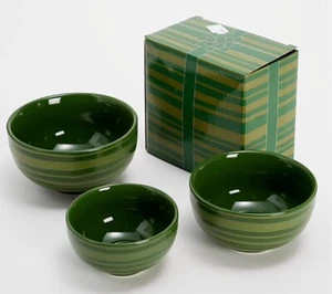 Temptations 3 Piezas Cuencos Anidación Oscuro Elegante RAYA VERDE Cerámica con Caja 6-16 OZ - Imagen 1 de 24