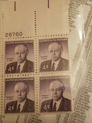 🇺🇸💸💯 USA 1957 Robert A Taft Plate Block of 6,Sc # 1086,VF MNH** ⚡️ - Image 1 of 3