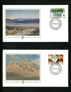 Postal History Greece FDC #1568-1569 SET OF 2 Europa Forest Fire Prevention 1986 - Picture 1 of 2