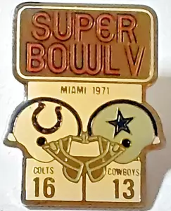 NFL Super Bowl V Miami 1971 Colts vs Cowboys Starline Lapel Pin - Picture 1 of 2