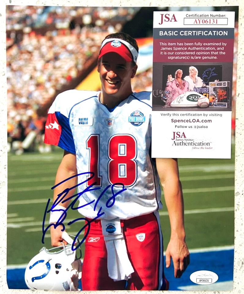PEYTON MANNING SIGNED 8X10 PHOTO INDIANAPOLIS COLTS SUPER BOWL XLI 50 DENVER JSA - Image 1 of 1