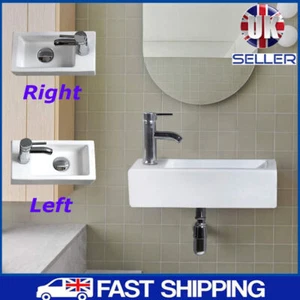 Basin Sink Modern Ceramic Small Cloakroom Basin Wall Hung Corner Left Right UK - Picture 1 of 12