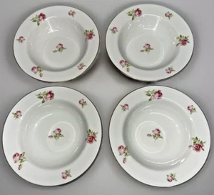 Set Of 4 Ralph Lauren Hampton Blossom Soup Salad Dessert Bowl Floral Rose White - Picture 1 of 5