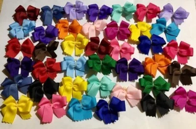 HANDMADE BY MYSELF IN THE USA 40 DBL LPD Solid Dog Bows Dog Grooming Bows USA grosgrain ribbon Poodle Yorkie