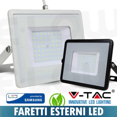 FARETTO LED 30w 50w 100w 200w IP65 V-TAC SAMSUNG ESTERNO CALSO NATURALE FREDDO - Immagine 1 di 2