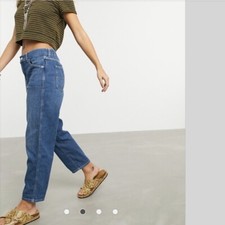 Free People NWT Chloe Mom Jean Non Stretch Denim Elastic Back Waist Large L New