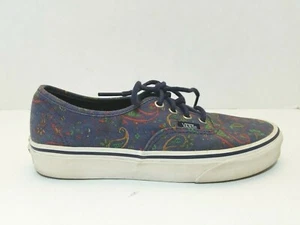 VANS Authentic Blue Paisley Canvas Lace-Up Skate Shoes Sneakers Women's Sz 7.5M - Picture 1 of 9