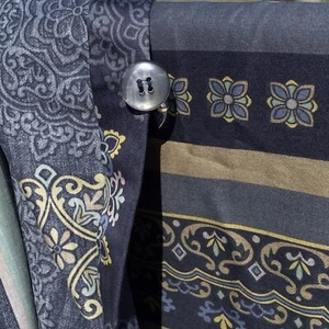 4pc KING DUVET Cover + 2 Shams + Flat Sheet Stripe Medallion COTTON Set LUXURY - Picture 1 of 23