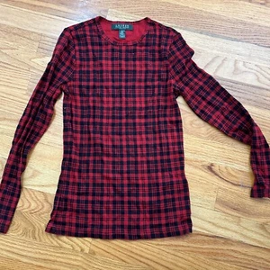 Suéter Clásico Lauren Ralph Lauren Rojo Guinga Cuadros Algodón Talla PXS - Imagen 1 de 6