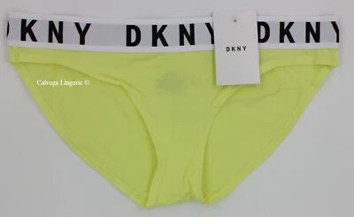 NWT DKNY DK4513 "Cozy Boyfriend" Low-Rise Logo Cotton / Modal Bikini Yellow Lime - Image 1 of 4