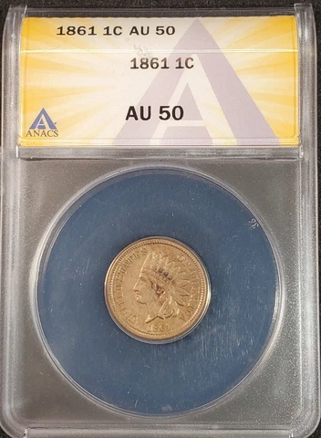 1861 Indian Head Cent ANACS AU50 7394696 Exquisite Coin Rare Cover
