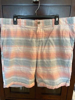 Penguin Mens Stylish Chino Shorts Size 38 Coral and Grey - Image 1 of 4