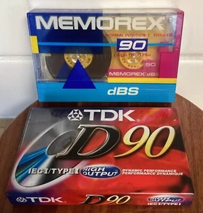 Blank Audio Cassette Tapes Memorex dBS Normal Position I TDK D90 High Output NEW - Picture 1 of 8
