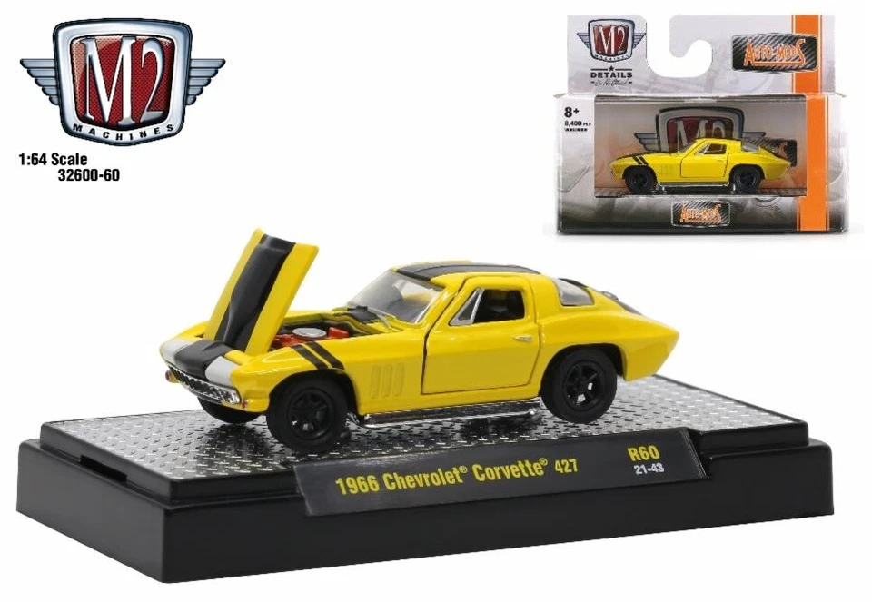 1:64 M2 Machines *DETROIT MUSCLE 60* Yellow 1966 Chevrolet Corvette AUTO-MODS - Image 1 of 1