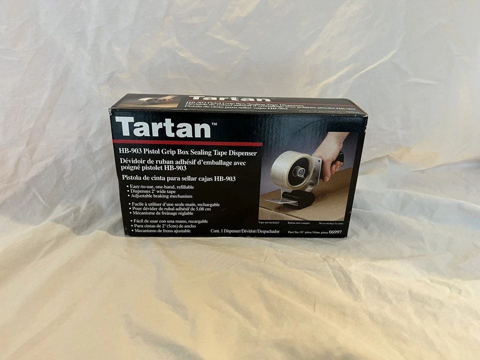 3M Tartan' Pistol Grip Box Sealing Tape Dispenser HB903 Black - 2 in (48 mm) - 78811409677