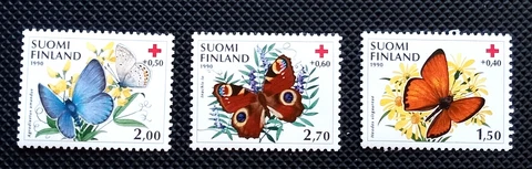 Vintage 1990 Butterflies Lot Stamp Set Suomi Finland Butterfly Cover