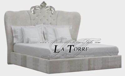 Letto Matrimoniale contenitore Barocco ecopelle legno oro argento Beyora - Immagine 1 di 4