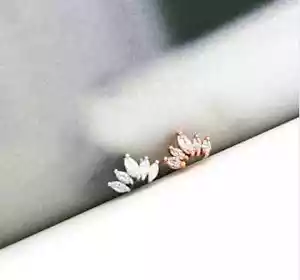 Zircone Couronne Cartilage Clou Simple Tragus Conque Dos Plat Délicat Piercing - Photo 1/5