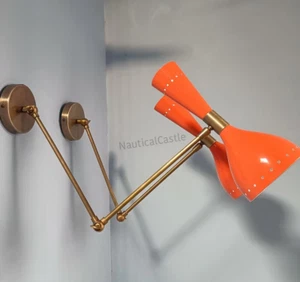 Aplique Mid Century 1950 Italiano Stilnovo Diabolo Aplique Luz Par Mesita de Noche - Imagen 1 de 6