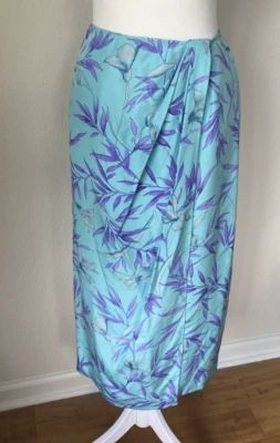 Falda larga PETITE Sophisticate 100 % seda 4 estampado de hojas azules y moradas Foto 1 de 4