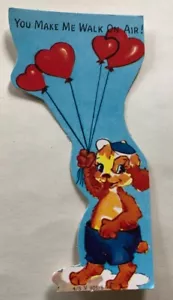 DE COLECCIÓN PERRO TARJETA VALENTINE CON GLOBOS NUEVO SIN USAR - Imagen 1 de 3