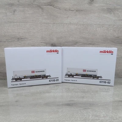 MÄRKLIN 47110-01 -02 - H0 - DB 2x Taschenwagen Schenker unbenutzt - OVP#R21376 - Bild 1 von 4