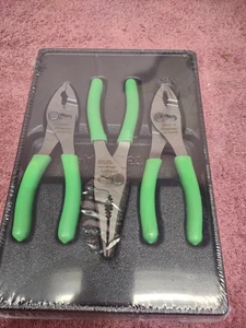 New!!! Snap-on Tools USA GREEN 3pc Soft Grip Slip Joint Pliers Lot Set PL346ACFG - Picture 1 of 5