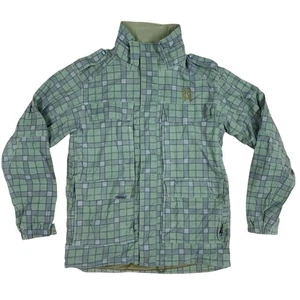 Burton Ronin 2L 2 Layers Snowboard Ski Snow Jacket Plaid Green No Hood Large VG+ - Picture 1 of 19