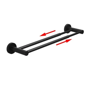 Bath Towel Bar 15 to 27 Inch Black Retractable Double Tower Holder Hanger Exp... - Picture 1 of 7
