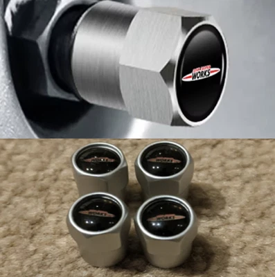F54 MINI Cooper S Clubman JCW Metal Hexagonal Dust Valve Cap Covers Silver - Image 1 of 4