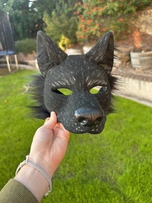 Black Wolf Canine Animal Half Mask Therian Mask Furry Mask (Old) - Image 1 of 4