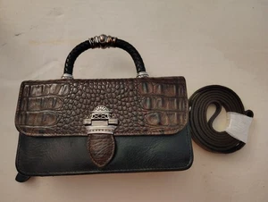 NUEVO - Cartera Bandolera/Organizador Brighton Cuero Negro Marrón - Imagen 1 de 7