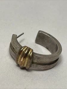 RARE COLLECTIBLE 1995 TIFFANY & CO STERLING SILVER 18K GOLD SINGLE EARRINGS - Picture 1 of 10
