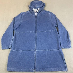 J Jill Jacket Womens XL Blue Indigo Full Zip Hooded Knit - Picture 1 of 12