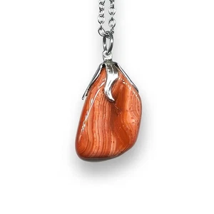 COLLANA CIONDOLO PIETRA NATURALE DI AGATA ROSSA ARTIGIANALE - Foto 1 di 1