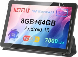 Tablet 10 Zoll Android 15: 2025 Neueste 7000mAh Octa-Core 8GB RAM+64GB 1TB TF Ta - Bild 1 von 8