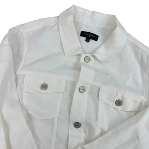 100% Linen Talbots Plus White Linen Denim Style Jacket Women's 1X Button Front - Picture 1 of 7