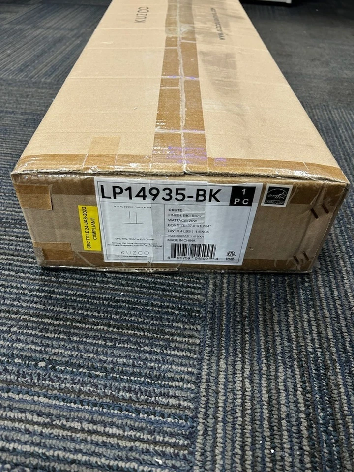 Kuzco Chute 35" LED Linear Pendant Black/White Acrylic Diffuser LP14935-BK (NIB) - Image 1 of 4