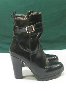 DbDk New Black 4.5"Block Heel side buckle Ankle Boot WOMEN Size 7 - Picture 1 of 5